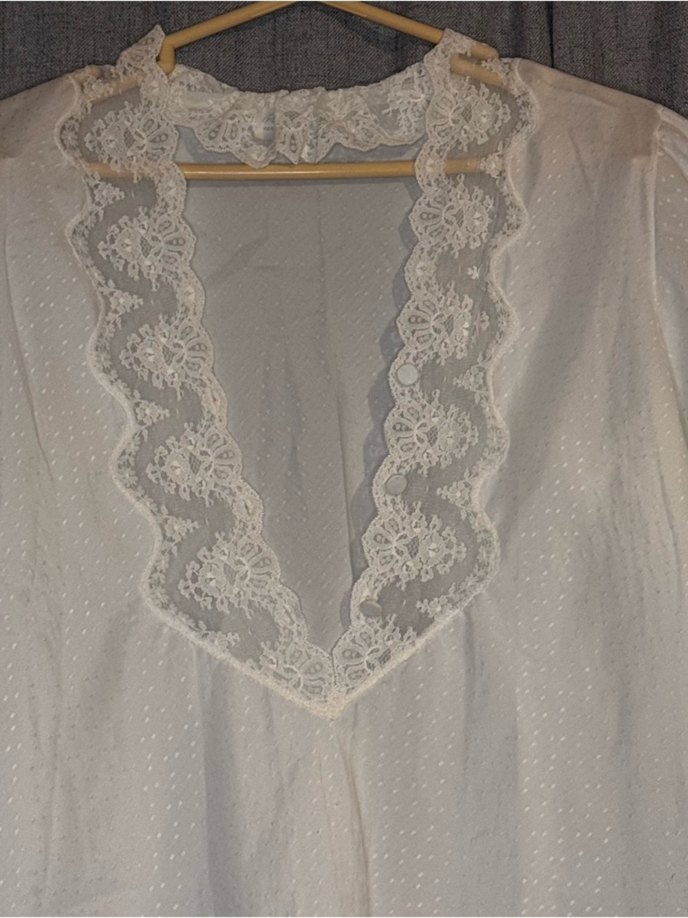Ralph Montenero Blanche White Lace Nightgown Cover Up Boho L - Picture 4 of 9